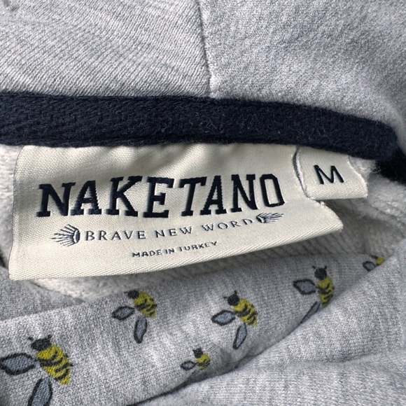 Naketano Gray Hoodie with Bee Pattern - Picture 2 of 9